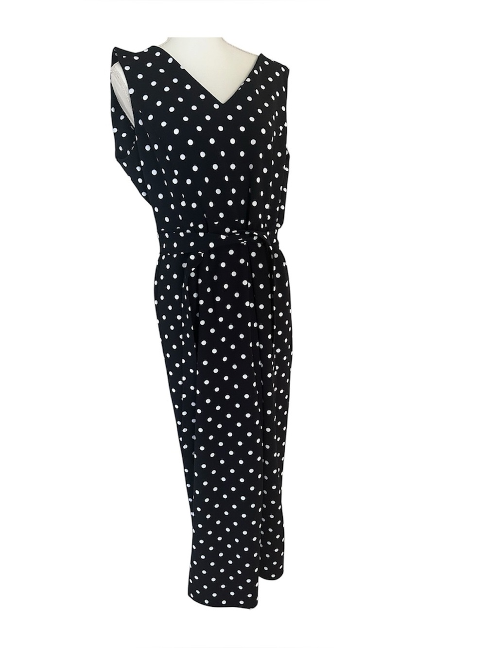 Calvin Klein Navy and White Polka Dot Jumpsuit